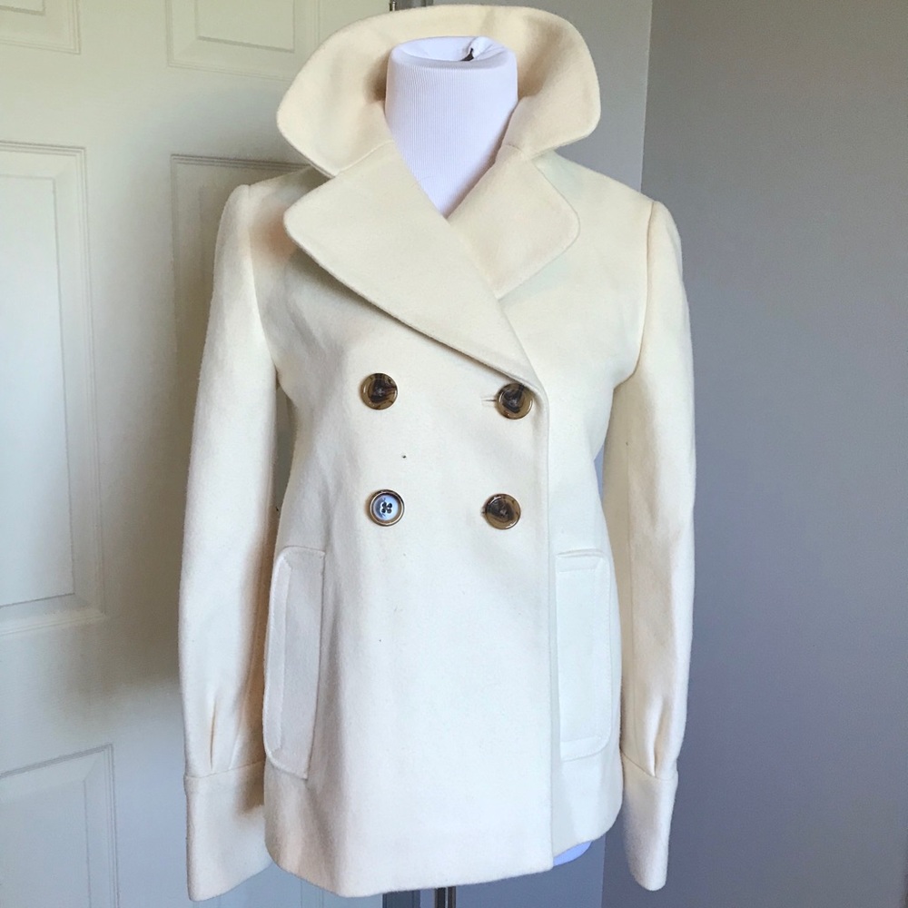Off white wool pea coat from Banana Republic